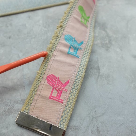 Preppy Belt Womens Size Medium Metal D Ring Buckle Porch Chair Canvas Webbed Y2K - Picture 14 of 16